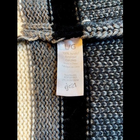 G21 long sleeved cardigan, size L, colour Black Grey and White - Picture 3 of 6